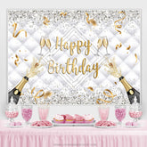 Sekt Flasche Glas Band Glücklich Geburtstag Hintergrund